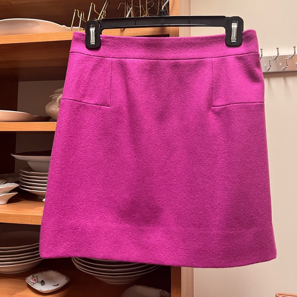 J. Crew Wool Fuchsia Mini Skirt